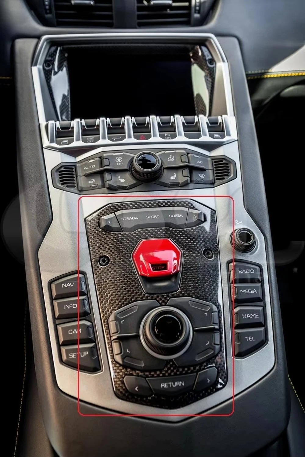 Trade Assurance Dry Carbon Fiber Interior Trim Fit For 2011-2017 Aventador LP700 Engine Start & Gear Surround Panel